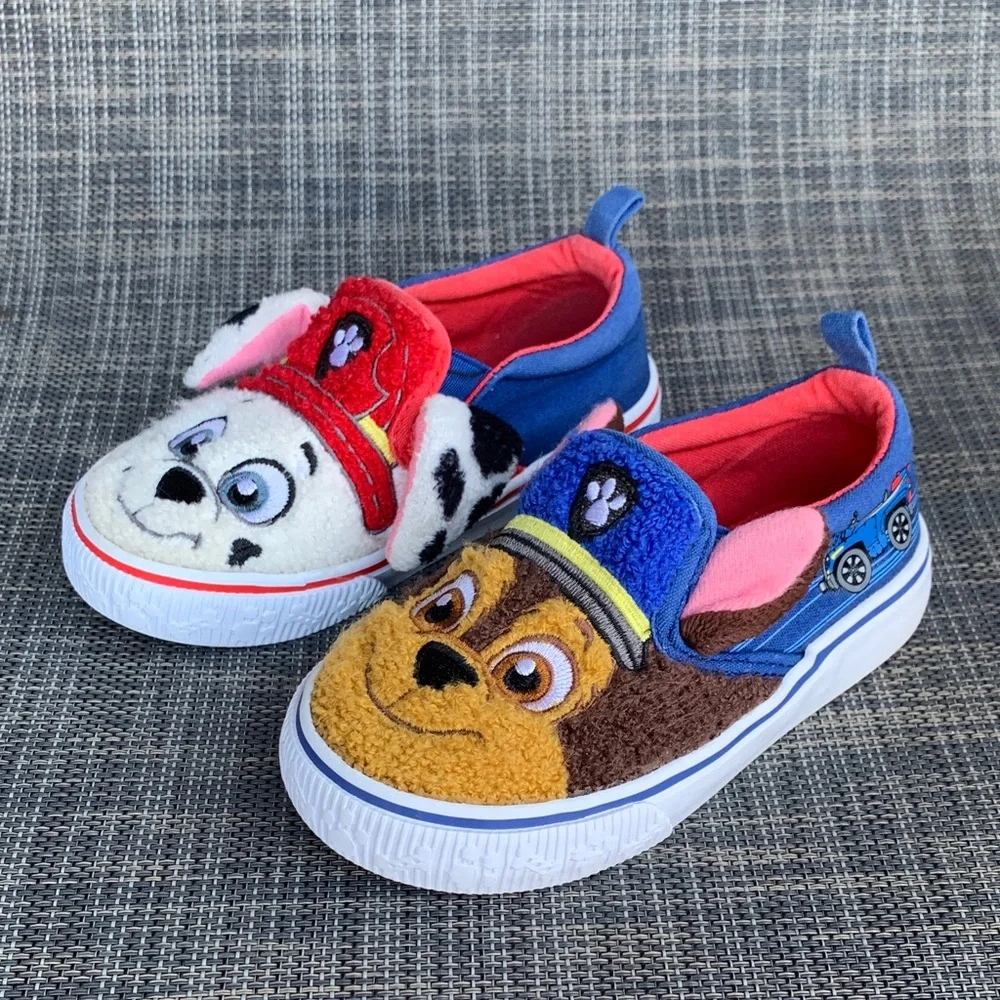 Paw Patrol Characters Toddler Kids Fleece Slip-On Sneakers Shoes size 7